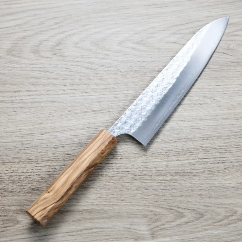 加藤義實 水波 切付牛刀 210mm SG2粉末HSS鋼 橄欖木柄