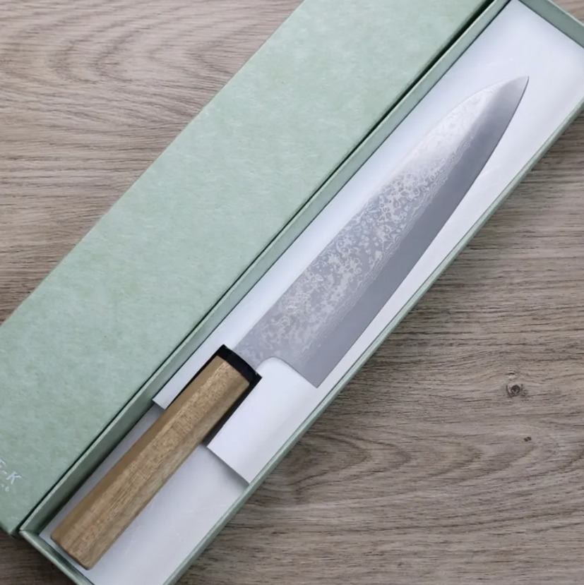 黑崎真 三德刀 170mm VG10Ｗ鋼<br>大馬士革