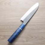 中川打刃物 三德 165mm 青一鋼 黑染墨流 (3) 中川打刃物 三德 165mm<br>青一鋼 黑染墨流