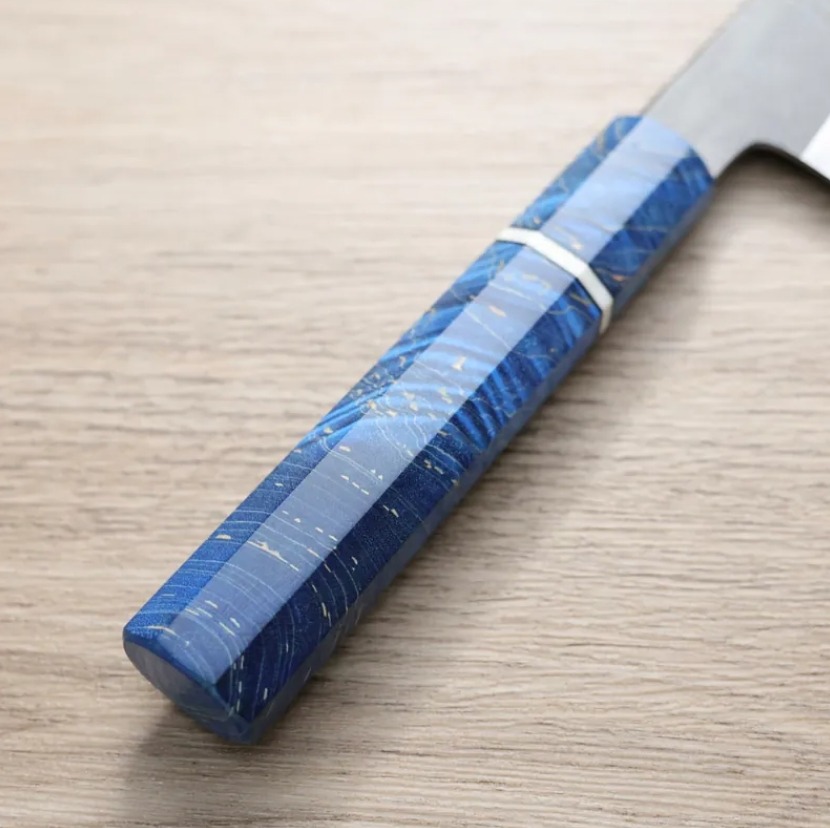 中川打刃物 三德 165mm 青一鋼 黑染墨流 (4) 中川打刃物 三德 165mm<br>青一鋼 黑染墨流