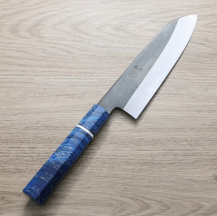 中川打刃物 三德 165mm 青一鋼 黑染墨流 中川打刃物 三德 165mm<br>青一鋼 黑染墨流