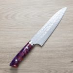 佐治武士 牛刀 210mm VG10鋼 十字鎚目大馬士革 紫壓克力柄 佐治武士 牛刀 210mm <br>VG10鋼十字鎚目大馬士革 紫壓克力柄