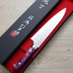 佐治武士 牛刀 210mm VG10鋼 十字鎚目大馬士革 紫壓克力柄 (2) 佐治武士 牛刀 210mm <br>VG10鋼十字鎚目大馬士革 紫壓克力柄