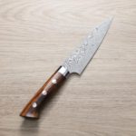 佐治武士 蔬果 130mm R2粉末鋼<br>大馬士革 沙漠鐵木柄