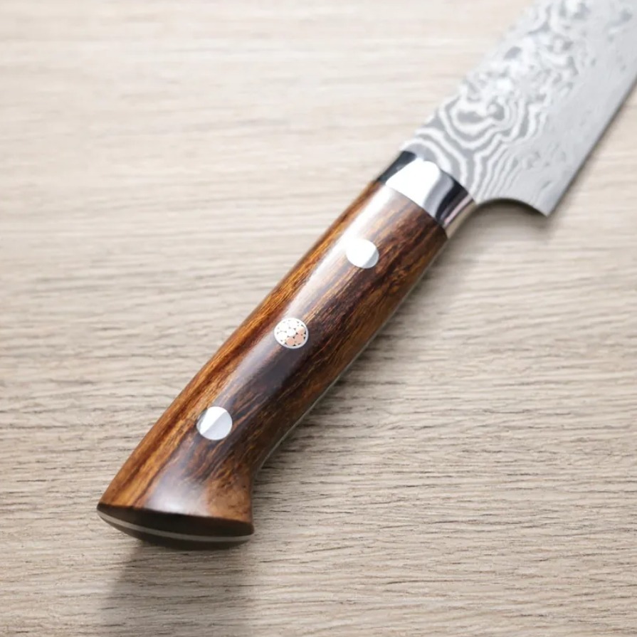 佐治武士 蔬果 130mm R2粉末鋼<br>大馬士革 沙漠鐵木柄