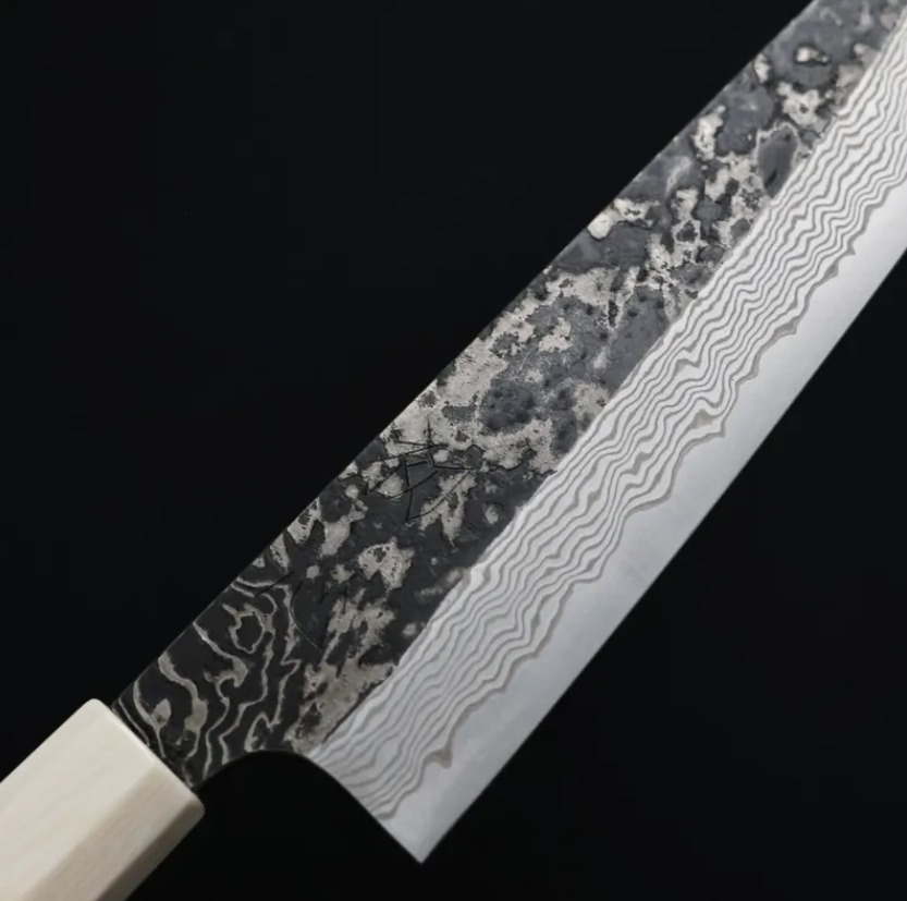 初心x二唐 牛刀 210mm SLD鋼 黑打大馬士革 (5) 初心x二唐 牛刀 210mm<br>SLD鋼 黑打大馬士革