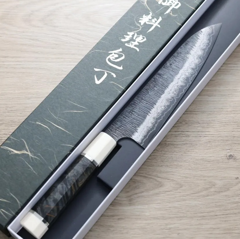 初心x二唐 牛刀 210mm 無芯鋼 黑打大馬士革 (2) 初心x二唐刃物 牛刀 210mm<br>無芯鋼 黑打大馬士革