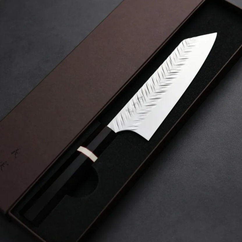 加藤義實 V鎚目 文化刀 170mm<br>SG2粉末HSS鋼 黑檀白環