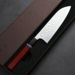 加藤義實 丸鎚目 三德刀 170mm SG2粉末HSS鋼 藍松石環 (2) 加藤義實 丸鎚目 三德刀 170mm<br>SG2粉末HSS鋼 藍松石環