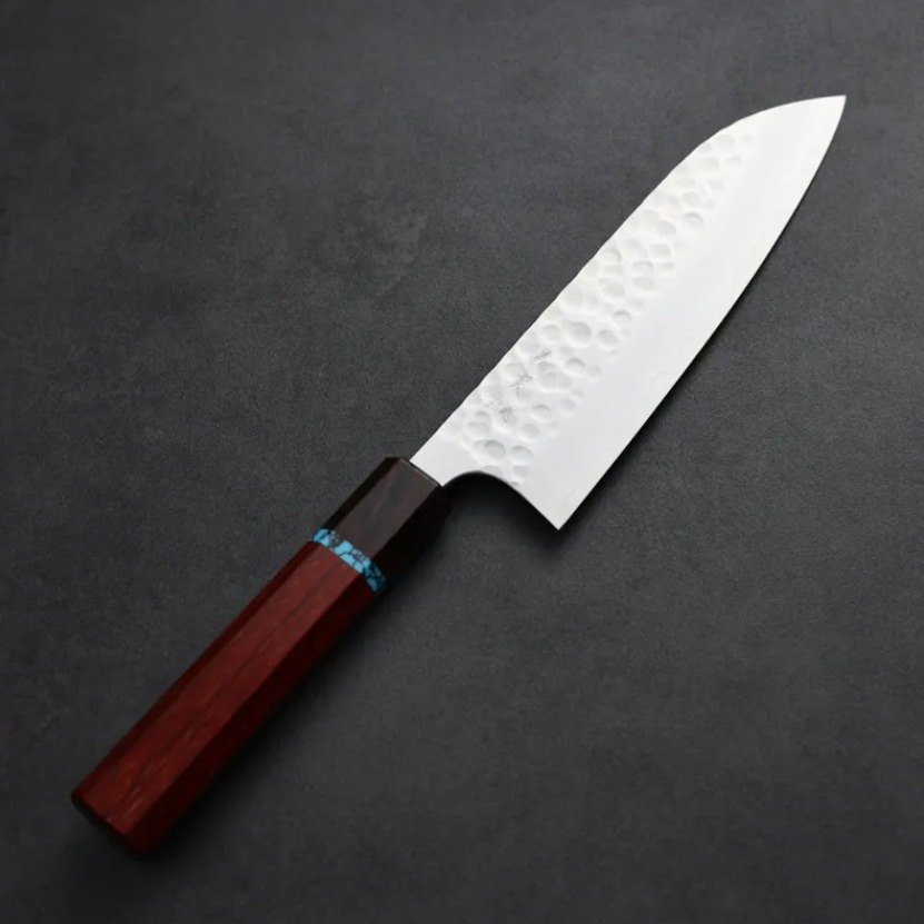 加藤義實 丸鎚目 三德刀 170mm SG2粉末HSS鋼 藍松石環 加藤義實 丸鎚目 三德刀 170mm<br>SG2粉末HSS鋼 藍松石環