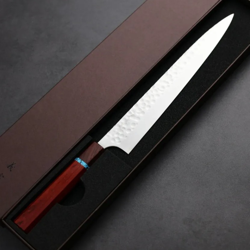 加藤義實 丸鎚目 筋引 270mm<br>SG2粉末HSS鋼 藍松石環