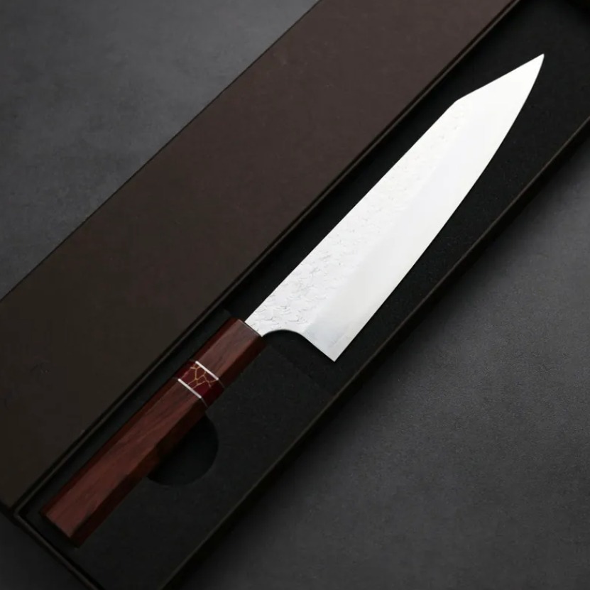 加藤義實 水波 切付牛刀 210mm SG2粉末HSS鋼 紅松石環 (2) 加藤義實 水波 切付牛刀 210mm<br>SG2粉末HSS鋼 紅松石環