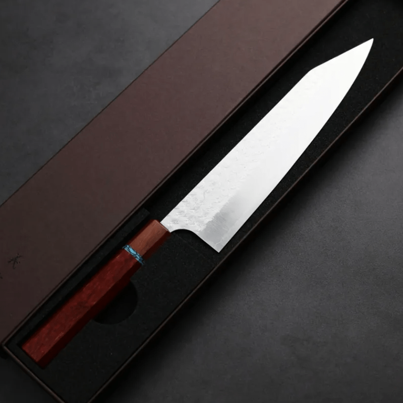 加藤義實 水波 切付牛刀 240mm<br>SG2粉末HSS鋼 藍松石環