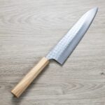 加藤義實 水波 牛刀 240mm <br>SG2粉末HSS鋼 橄欖木柄