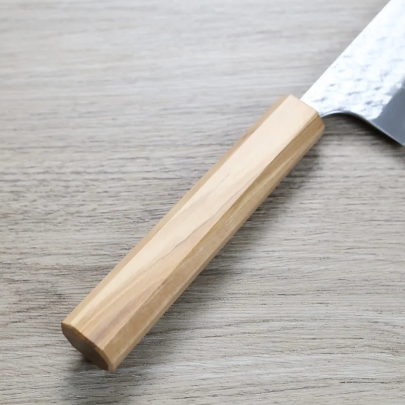 加藤義實 水波 牛刀 240mm <br>SG2粉末HSS鋼 橄欖木柄