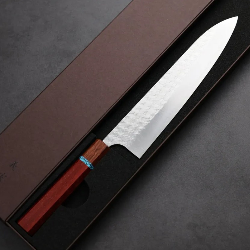 加藤義實 水波 牛刀 240mm<br>SG2粉末HSS鋼 藍松石環