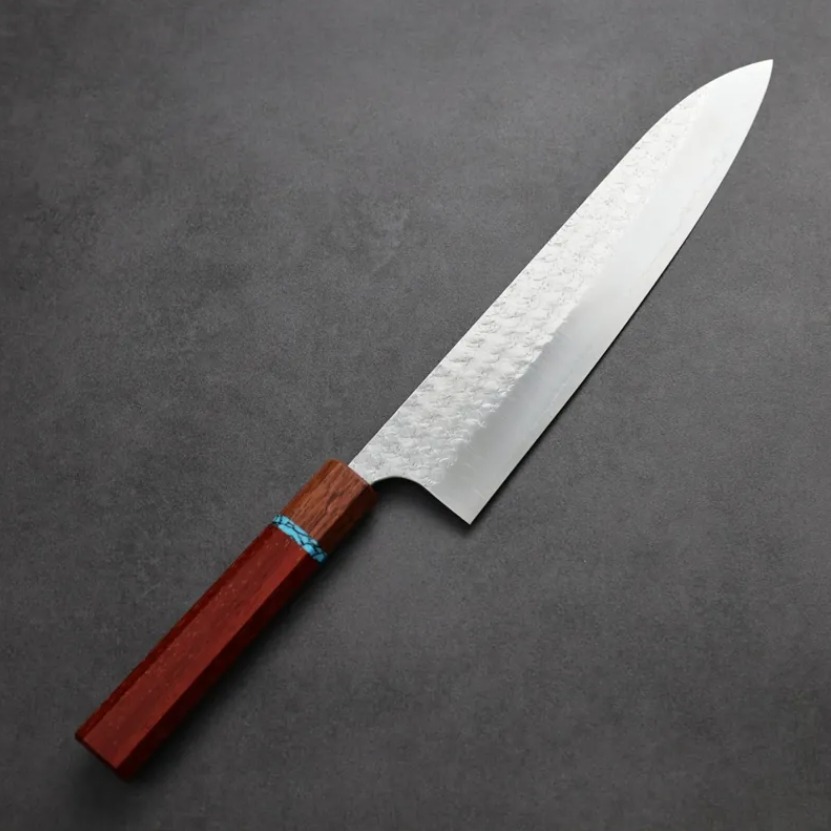 加藤義實 水波 牛刀 240mm<br>SG2粉末HSS鋼 藍松石環