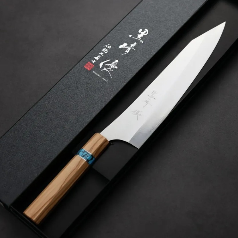 黑崎優 月光 牛刀 240mm VG XEOS鋼 橄欖木藍松石環