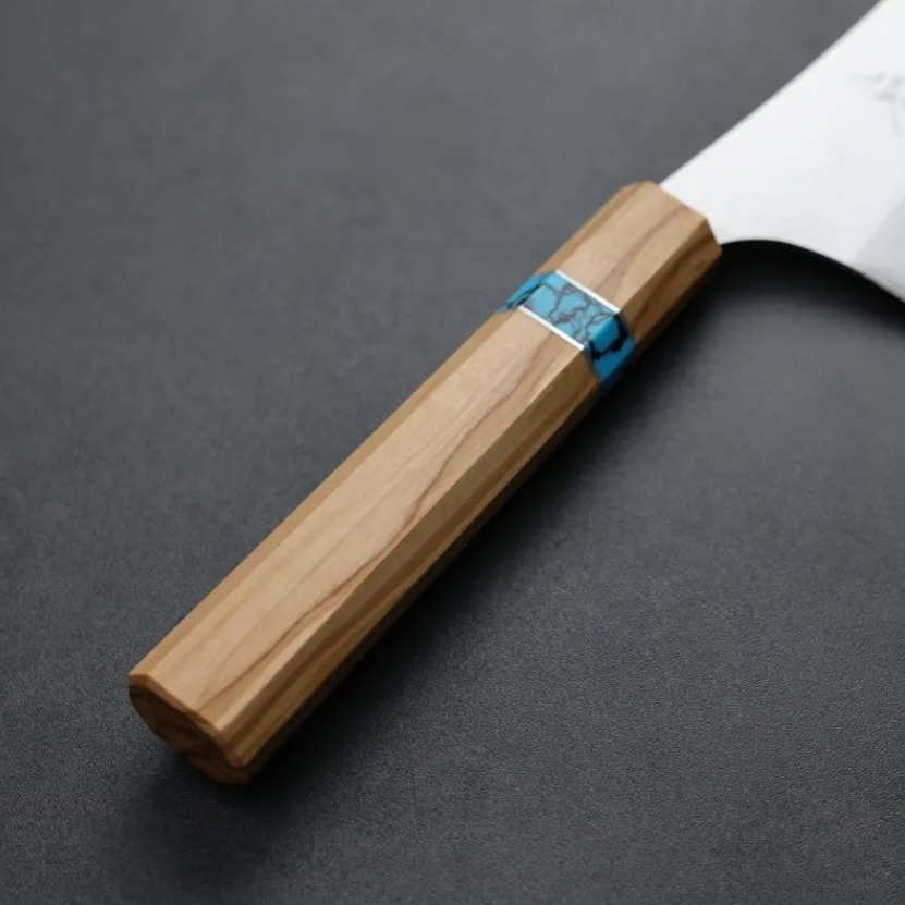 黑崎優 月光 牛刀 240mm VG XEOS鋼 橄欖木藍松石環