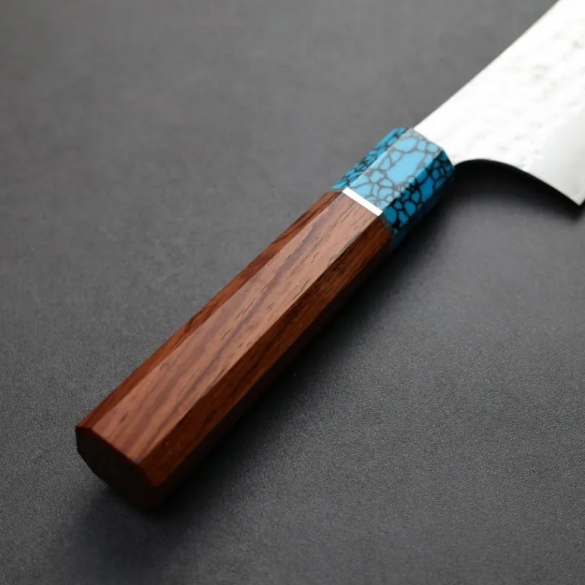黑崎優 閃光 牛刀 240mm SG2粉末HSS鋼 玫瑰木藍松石