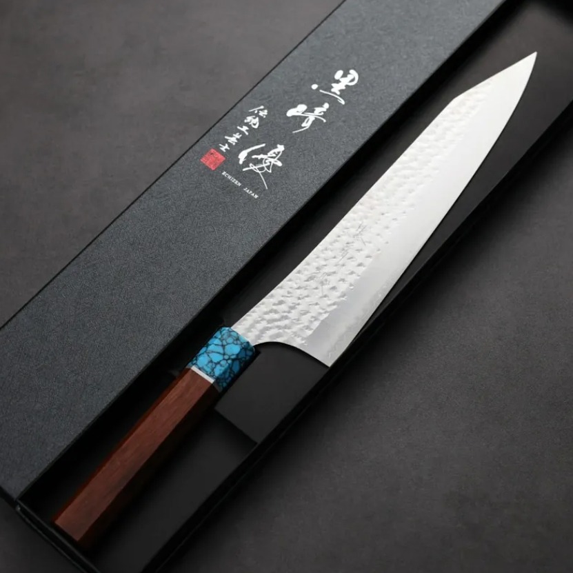 黑崎優 閃光 牛刀 240mm SG2粉末HSS鋼 玫瑰木藍松石