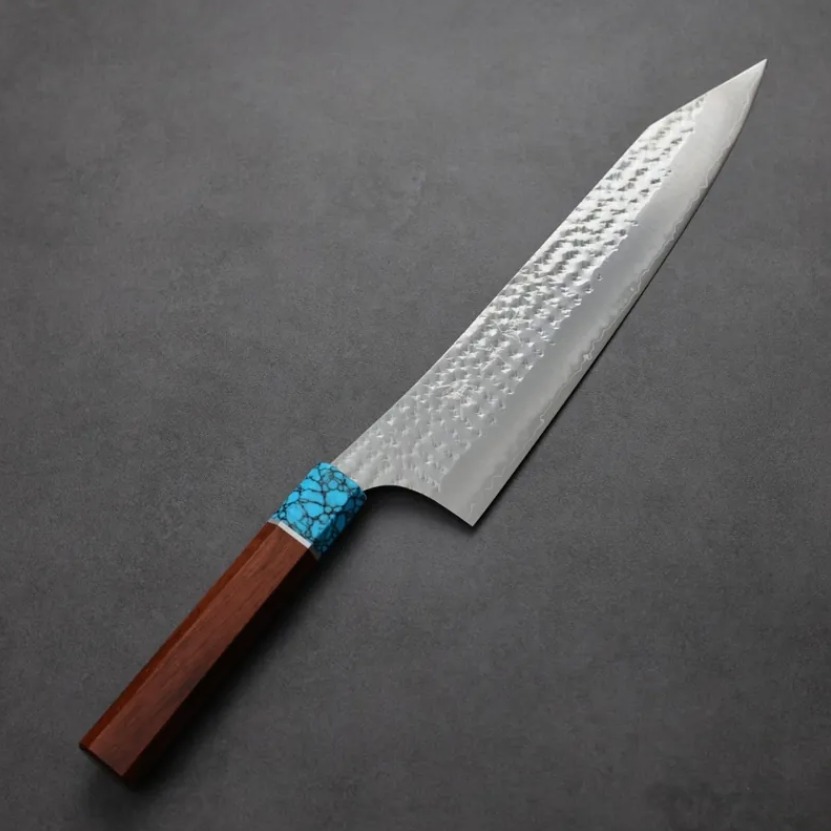 黑崎優 閃光 牛刀 240mm SG2粉末HSS鋼 玫瑰木藍松石