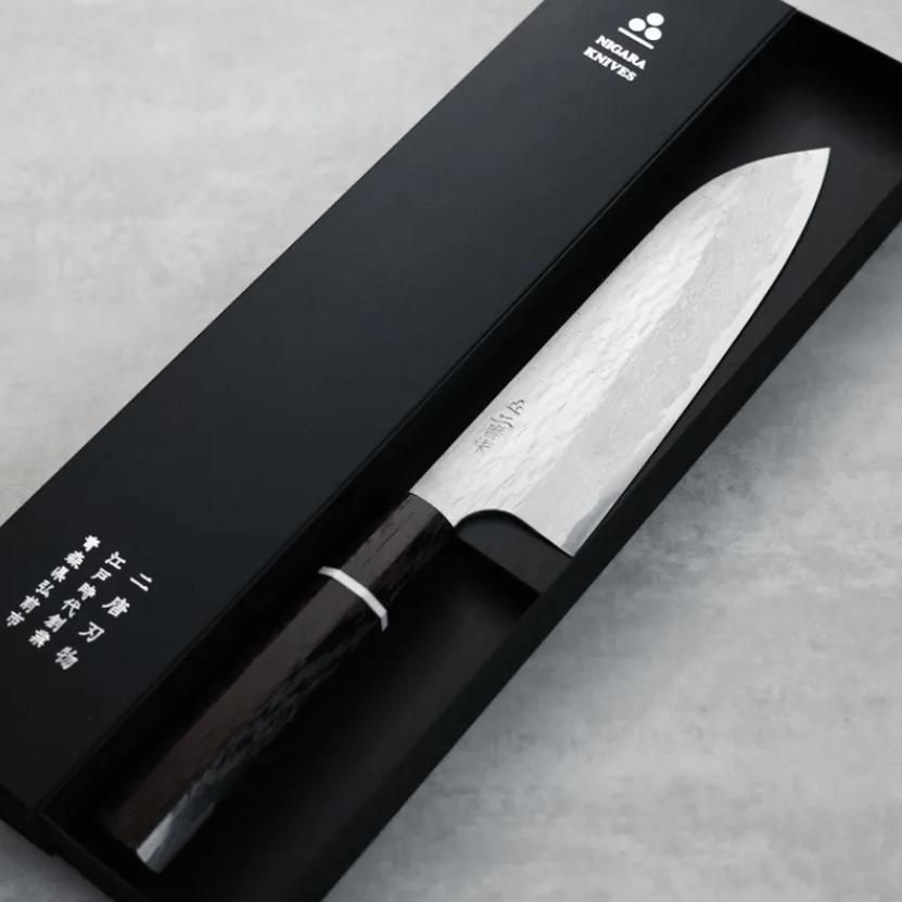 二唐刃物 三德 170mm <br>VG XEOS鋼 鎚目大馬士革