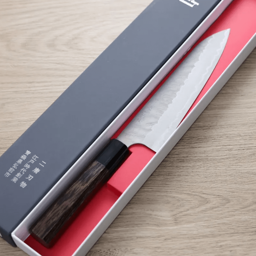 二唐刃物 牛刀 210mm <br>青紙超級鋼 柳葉鎚目