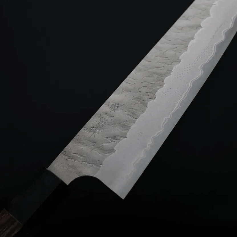 二唐刃物 牛刀 210mm <br>青紙超級鋼 柳葉鎚目