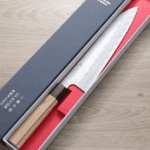 二唐刃物 牛刀 240mm<br>VG10鋼 磨鎚目