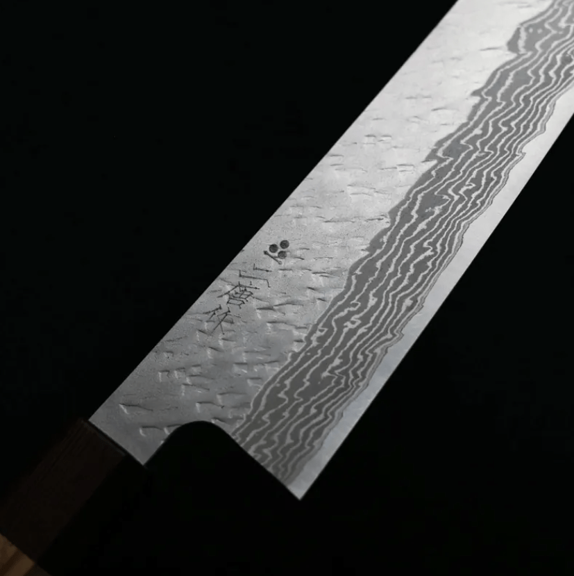 二唐刃物 牛刀 240mm<br>VG10鋼 磨鎚目