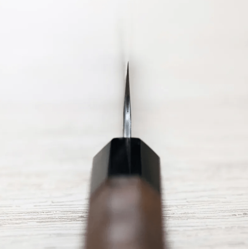 二唐刃物 蔬果刀 150mm 青紙超級剛 柳葉磨鎚目 胡桃木 (4) 二唐刃物 蔬果刀 150mm <br>青紙超級剛 柳葉磨鎚目