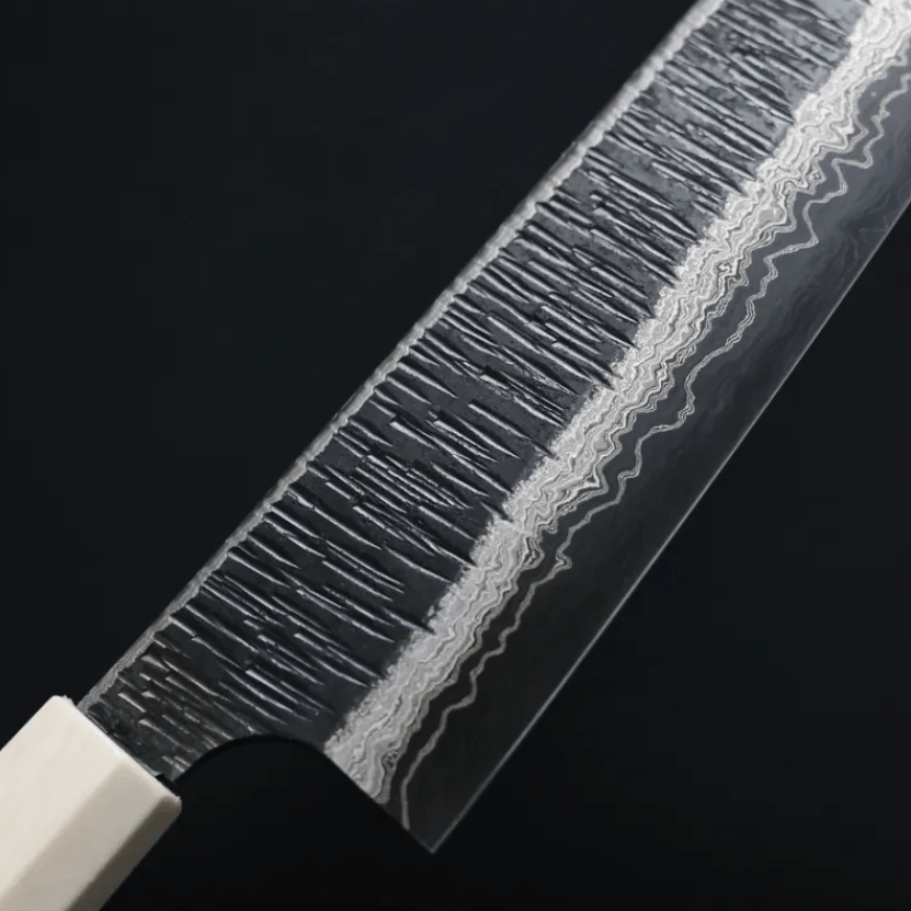 初心x二唐 切付牛刀 240mm<br>無芯鋼 黑打大馬士革