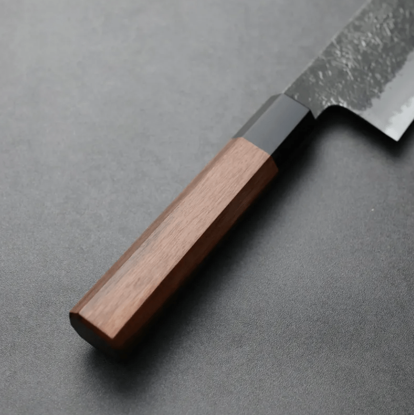 日野浦刃物 味方屋 三德 165mm 白紙鋼 黑打梨地 水牛口金 (3) 日野浦刃物 味方屋 三德 165mm<br>白紙鋼 黑打梨地 水牛口金