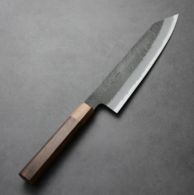 日野浦刃物 味方屋 切付牛刀<br>210mm 白紙鋼 黑打梨地