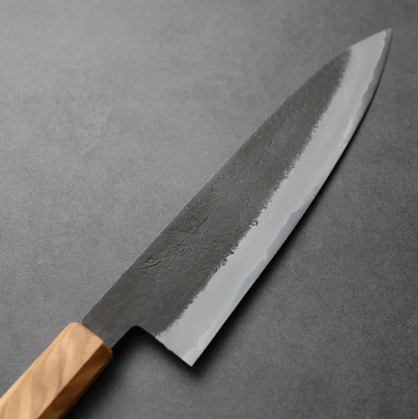 日野浦刃物 味方屋 牛刀 210mm 白紙鋼 黑打梨地 橄欖木 (4) 日野浦刃物 味方屋 牛刀 210mm<br>白紙鋼 黑打梨地 橄欖木白松石