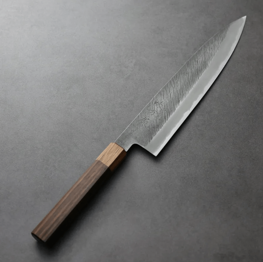 日野浦刃物 味方屋 牛刀 <br>240mm 白紙鋼 松葉鎚目