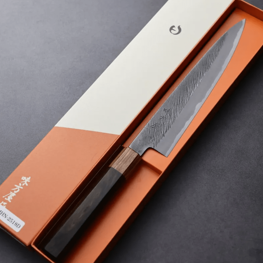 日野浦刃物 味方屋 筋引 210mm 白紙鋼 松葉鎚目 黑檀八角柄 (2) 日野浦刃物 味方屋 筋引 210mm<br>白紙鋼 松葉鎚目 黑檀八角柄