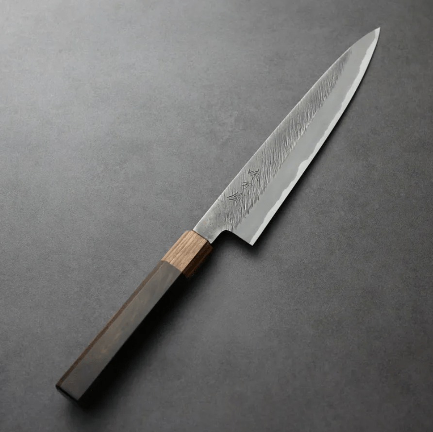 日野浦刃物 味方屋 筋引 210mm 白紙鋼 松葉鎚目 黑檀八角柄 日野浦刃物 味方屋 筋引 210mm<br>白紙鋼 松葉鎚目 黑檀八角柄