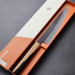 日野浦刃物 味方屋 筋引 210mm 白紙鋼 黑打梨地 橄欖木 (2) 日野浦刃物 味方屋 筋引 210mm<br>白紙鋼 黑打梨地 橄欖木松石八角柄