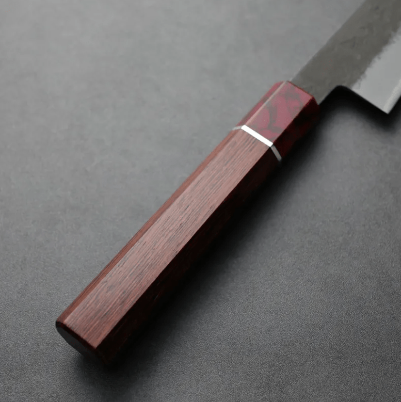 日野浦刃物 味方屋 筋引 210mm 白紙鋼 黑打梨地 玫瑰木八角柄 (3) 日野浦刃物 味方屋 筋引 210mm<br>白紙鋼 黑打梨地 玫瑰木八角柄