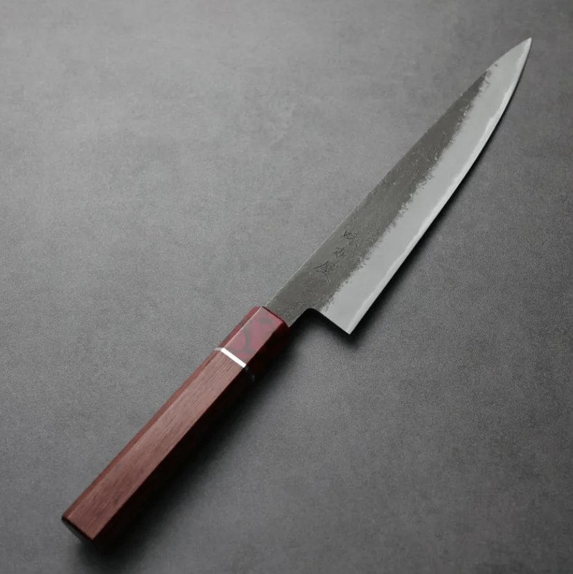 日野浦刃物 味方屋 筋引 210mm 白紙鋼 黑打梨地 玫瑰木八角柄 日野浦刃物 味方屋 筋引 210mm<br>白紙鋼 黑打梨地 玫瑰木八角柄