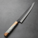 日野浦刃物 味方屋 筋引 240mm<br>白紙鋼 黑打梨地 橄欖木