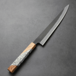 日野浦刃物 味方屋 筋引 240mm<br>白紙鋼 黑打梨地 橄欖木