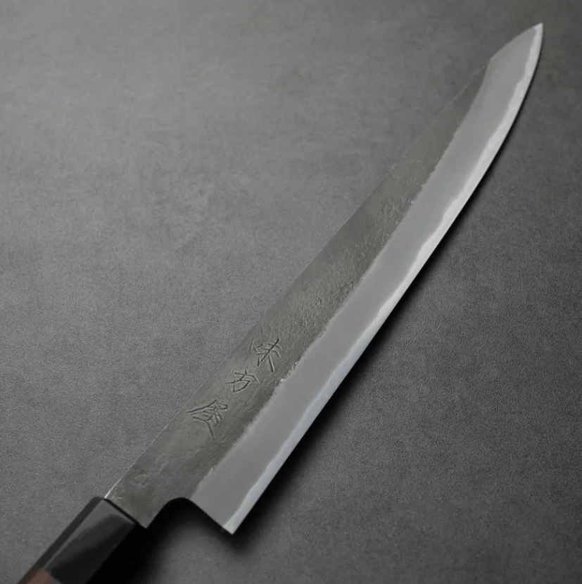 日野浦刃物 味方屋 筋引 240mm 白紙鋼 黑打梨地 黑檀八角柄 (4) 日野浦刃物 味方屋 筋引 240mm<br>白紙鋼 黑打梨地 黑檀八角柄