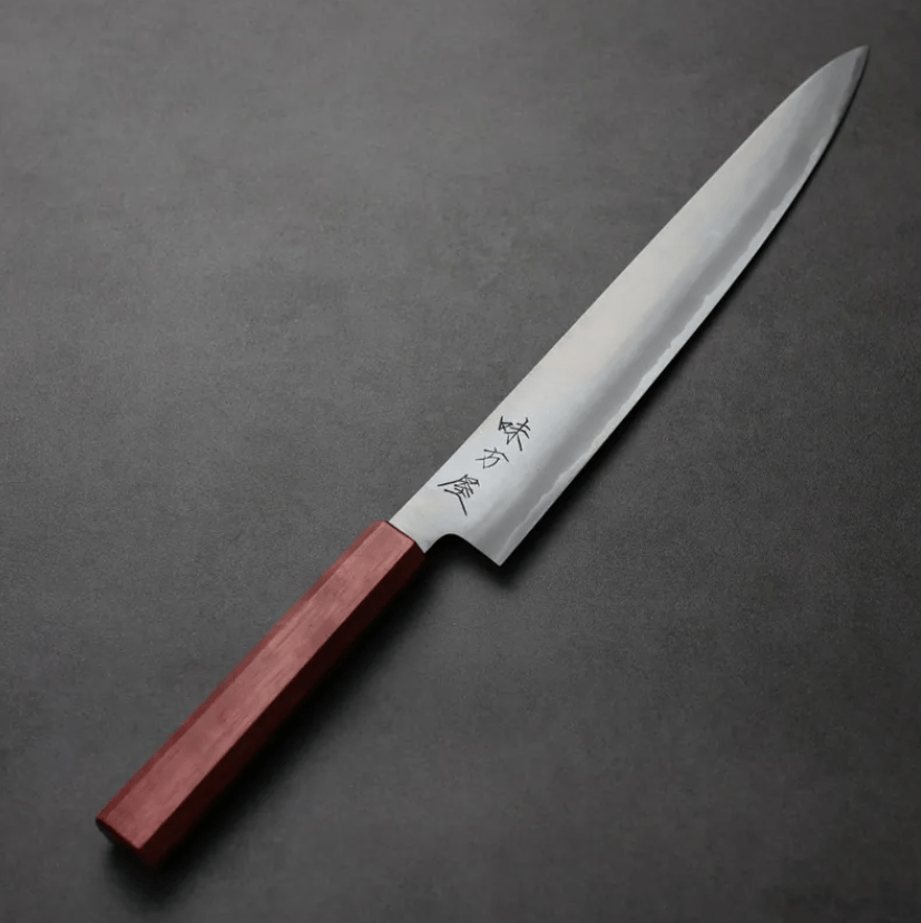 日野浦刃物 味方屋 筋引 270mm 白紙鋼 磨 日野浦刃物 味方屋 筋引 270mm<br>白紙鋼 磨 紫心木角柄