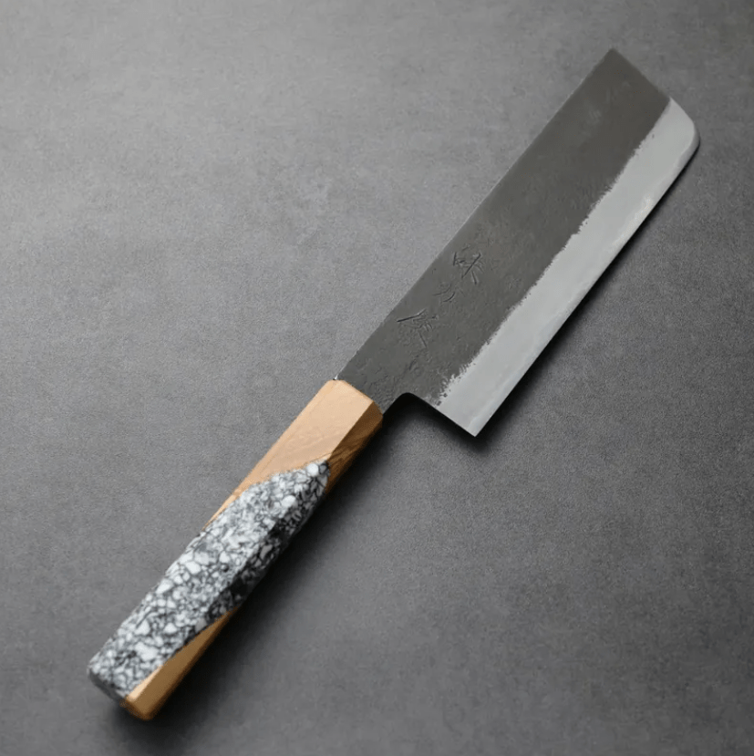 日野浦刃物 味方屋 菜切 180mm 白紙鋼 黑打梨地 日野浦刃物 味方屋 菜切 180mm<br>白紙鋼 黑打梨地