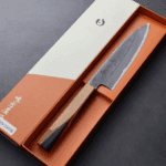 日野浦刃物 味方屋 蔬果刀<br>150mm 白紙鋼 松葉鎚目 橄欖木樹脂八角柄