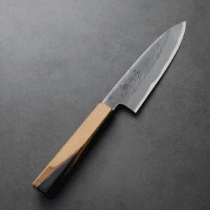 日野浦刃物 味方屋 蔬果刀<br>150mm 白紙鋼 松葉鎚目 橄欖木樹脂八角柄