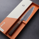 日野浦刃物 味方屋 蔬果刀<br>150mm 白紙鋼 松葉鎚目 玫瑰木八角柄